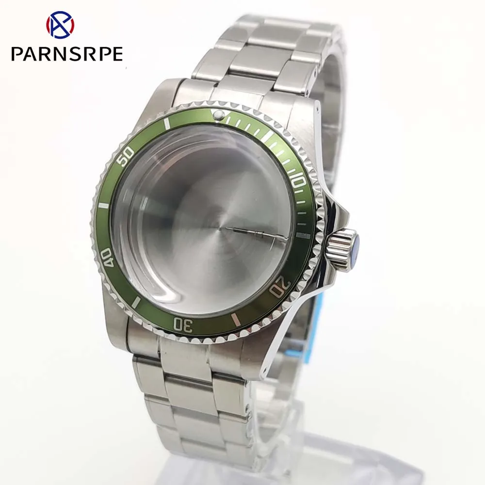 

40mm vintage bubbleglass case for NH35 NH36 movement, stainless steel bracelet, bi-directional rotating bezel