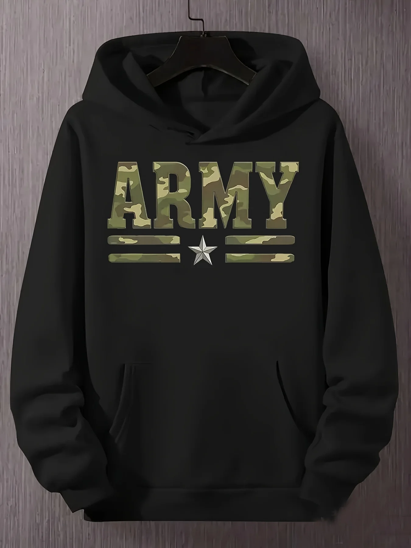 Men's & Women's ARMY Camo Hoodie Sweathoodie- Green Brown Beige Camo Print with ARMY Text & Star Logo, Thick Winter Warmth for Army-Themed Events, Servic.jpgDesign Street Trending Style Casual Love Lover Hoodie