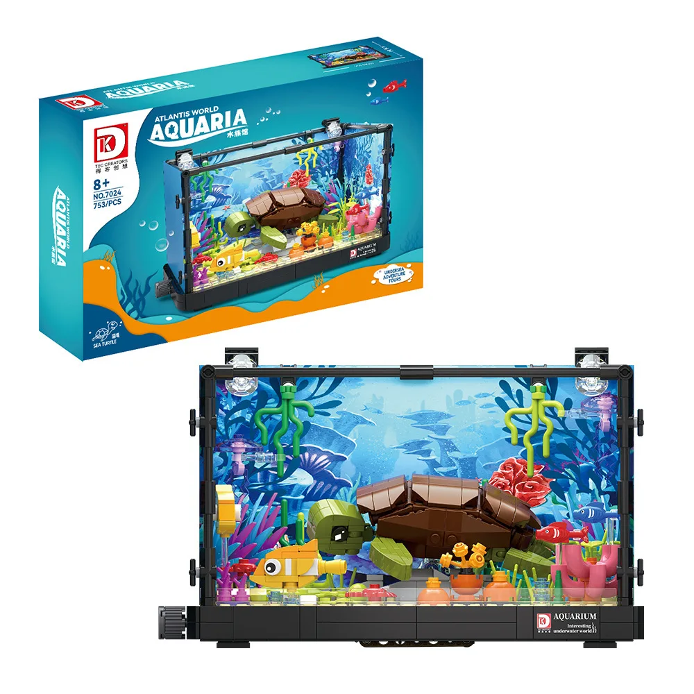 

Aquaria Building Blocks With LEDs Turtle Shark Fish Jellyfish Aquarium Tropical Rain Forest Squirrel Vivarium Boys Girls Gifts