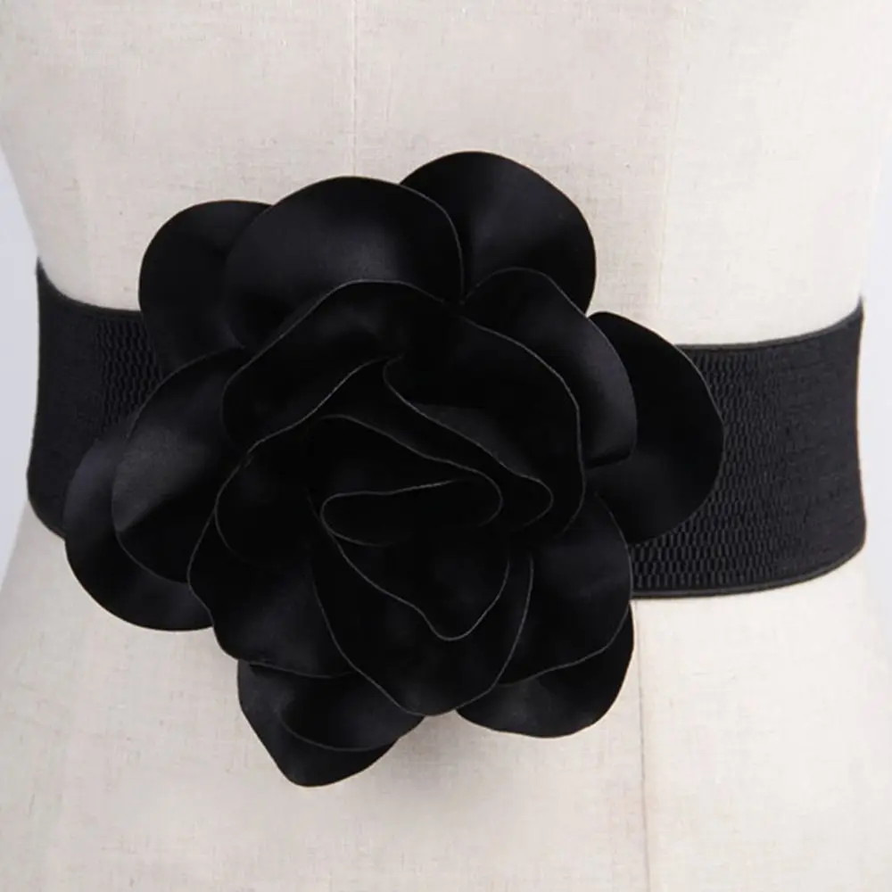 

Women Skirt Dress Coat Casual Waist Band Large Flowers Waistband Wide Elastic Belt Ladies Dress Cummerbands