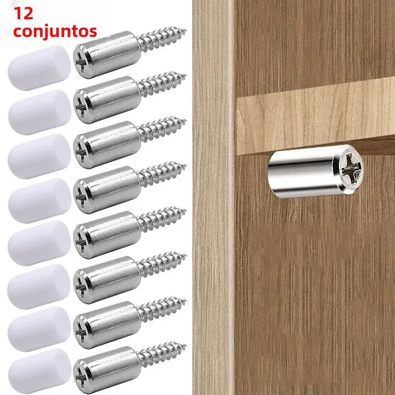 12 conjuntos de parafusos auto-roscantes cruzados com manga de borracha, suporte laminado, guarda-roupa caseiro, vidro duro, divisória antiderrapante