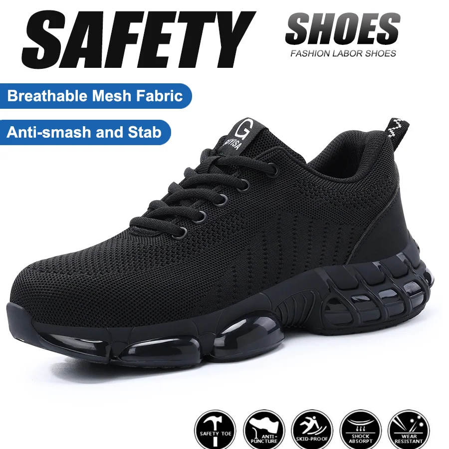 Lightweight Men's Safety Shoes Sturdy Men's Work Shoes Anti Smash Anti Impact Indestructible Industrial Outdoor Men's Shoes