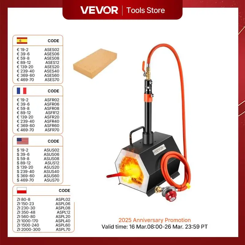 VEVOR Propane Forge Portable Single Burner Tool and Knife Making Large Capacity Blacksmith Farrier Forges Gas Forging Tools