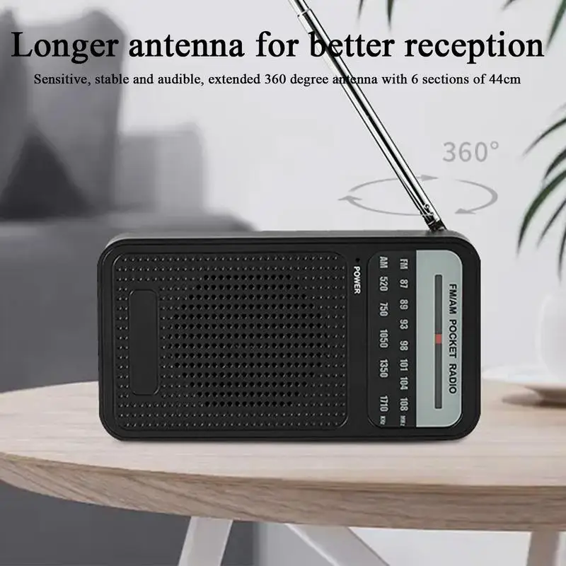 

W-905 Pointer Radio AM/FM Portable Full Channel Listening Radio Portable Pocket Radio Wireless Speaker AA Battery Operated