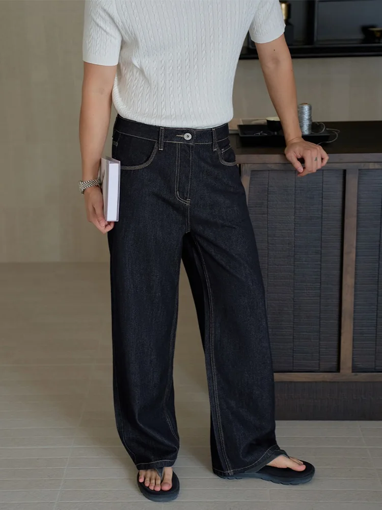 

Мужские джинсы Waed Original Denim свободного кроя, повседневные, черные, расклешенные, в американском ретро-стиле, осенние, длинные брюки