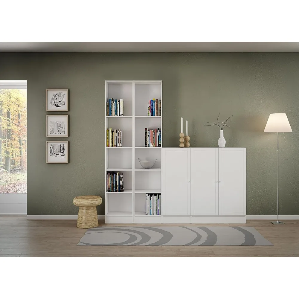 خزانة كتب ضيقة أنيقة ذات 5 أرفف باللون الأبيض - تخزين موفر للمساحة للكتب والديكور #2