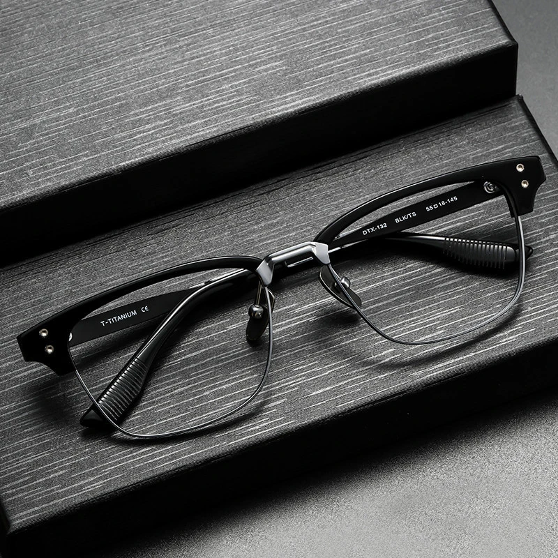 American Luxury Brand Design Glasses Frame for Men Vintage Titanium Square Eyeglasses Top Quality Handmade Trendy Eyewear - Image 2