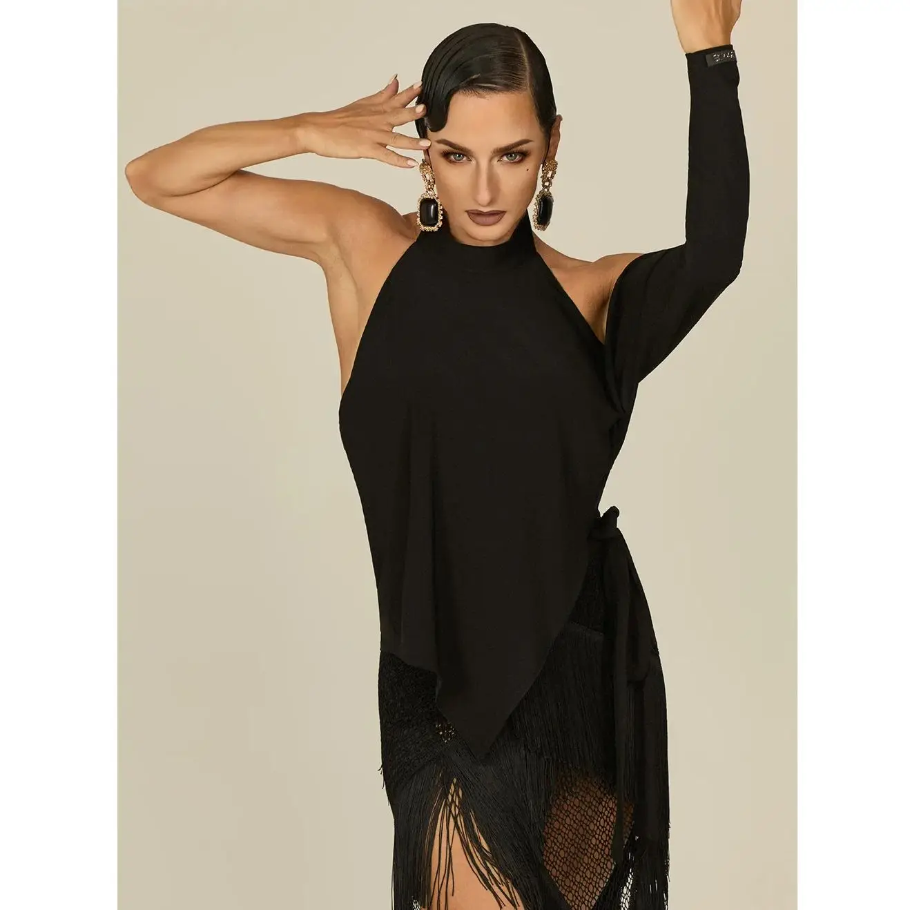 2025 أزياء الرقص اللاتينية للنساء معلقة الرقبة عارية الذراعين أعلى تشاتشا تانجو السامبا الرقص السامبا ممارسة ملابس تدريب DQL12364 #4