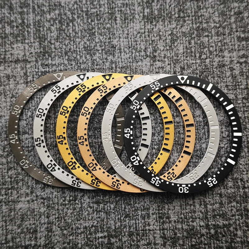38MM×31.5MM Watch Bezel Inserts Flat Etching Metal NH35 Bezel Inserts Fits SKX007 SKX009 SRPD Watch Case Diving Watch Mod Parts