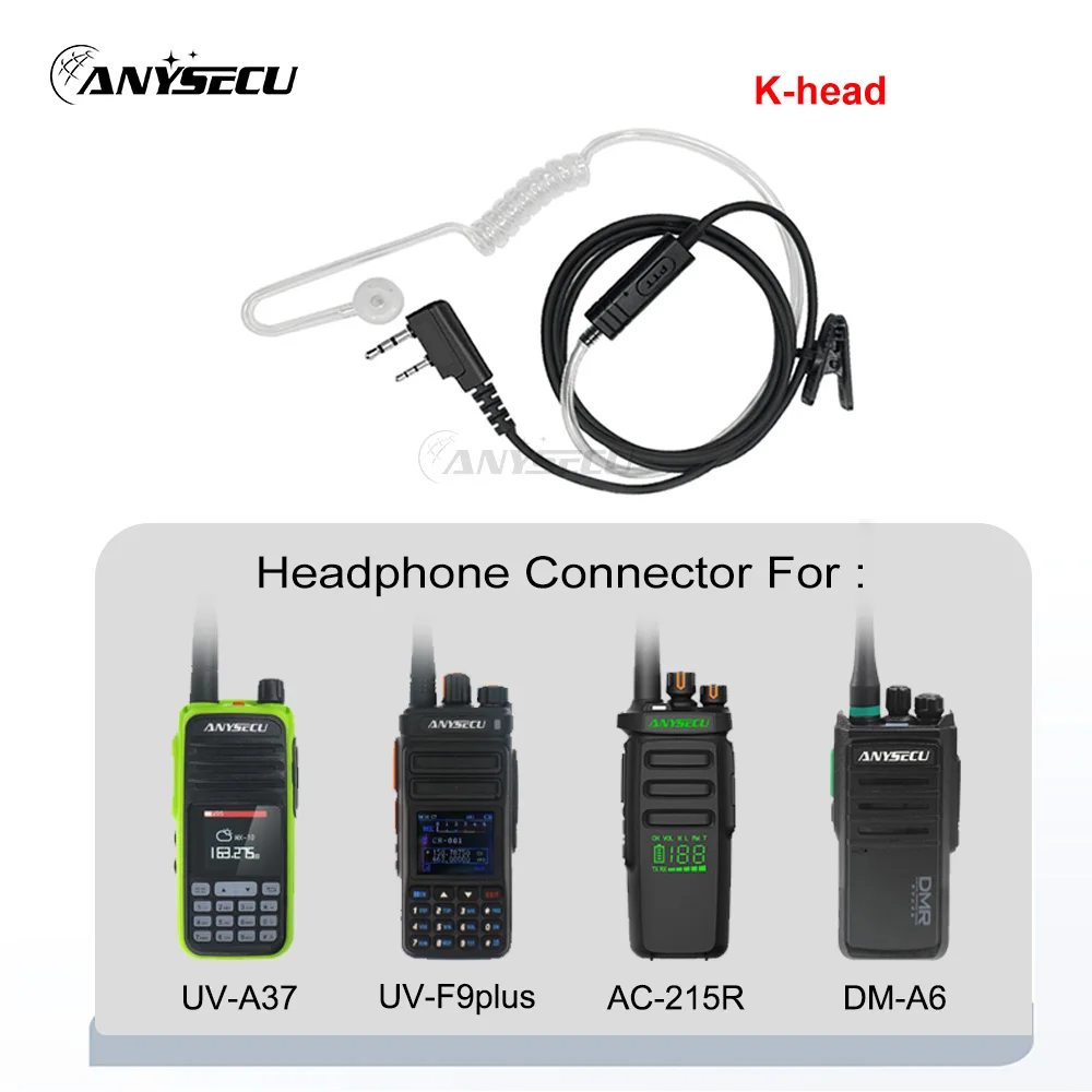 2 Pin G-shape Ear Hook Headset Earpiece PTT Adjust Volume For Baofeng UV-32 UV-21 PRO Quansheng K5 8 K6 Walkie Talkie