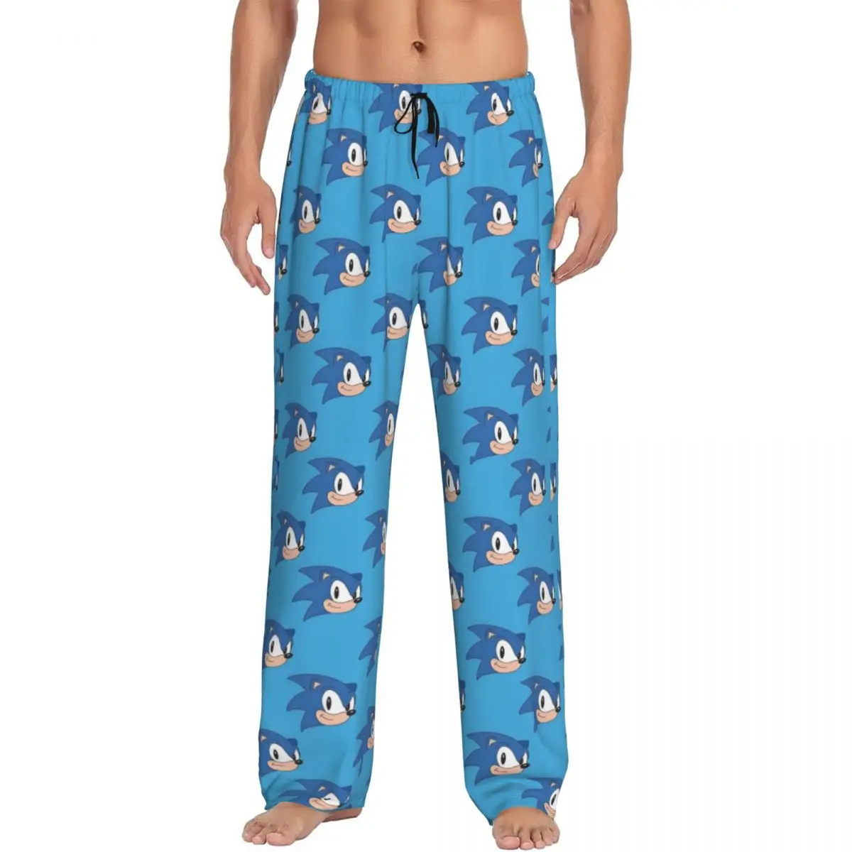 

Custom Soniced Pajama Pants for Men Hedgehog Game Lounge Sleep Stretch Sleepwear Bottoms with Pockets