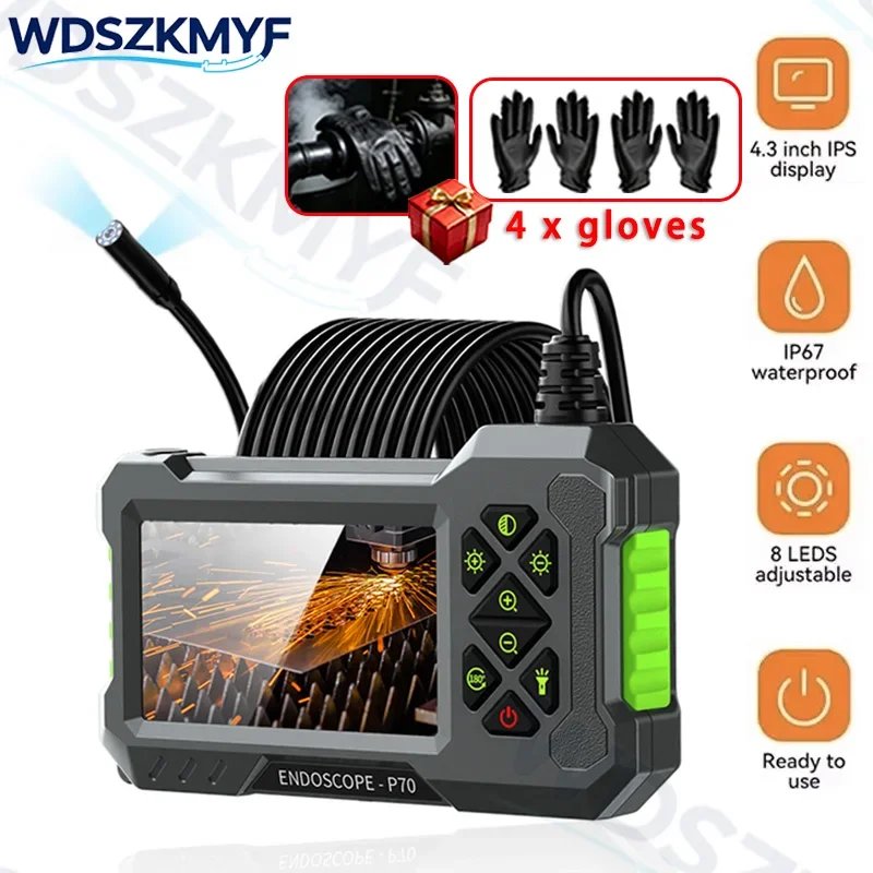 Dual lens/Single Industrial Endoscope Camera IP67 Waterproof 4.3inch Screen Pipe Inspection Camera with Lighting  for Car Repair