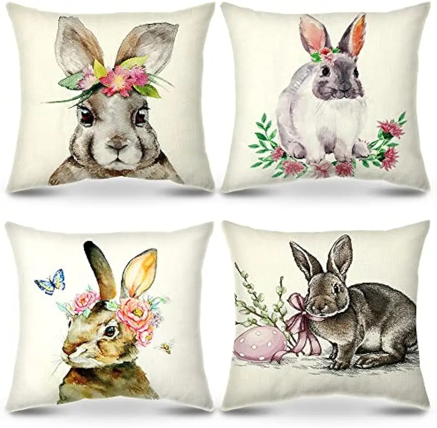 

Easter colorful bunny pillowcase, throw pillowcase 45x45 cm, cushion pillowcase, sofa car bed chair decorative cushion cover