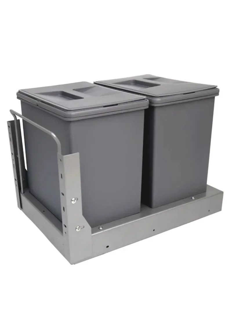 Kitchen Pull Basket Hidden Embedded Dry and Wet Separation Household Trash Bin Cabinet Built-in Pull Type Sorting Storage Box