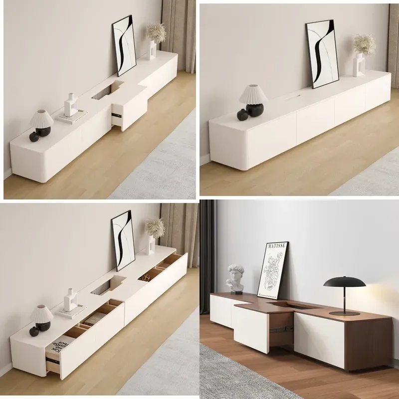 Latest Living Room Wall Hung Tv LED Light Tv Stand Cabinets Furniture Set Design Modern Floating Black Tv Units