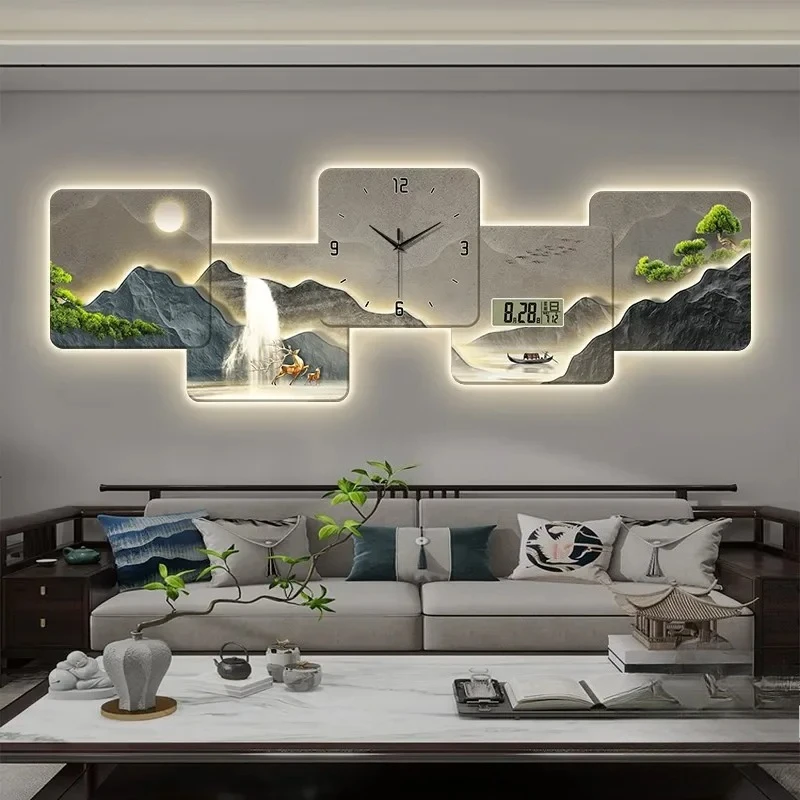 For Date Thermometer Wall Clock Luxury Large Aesthetic Items Art Wall Clock Living Room Modern Relojes De Pared Home Decoration