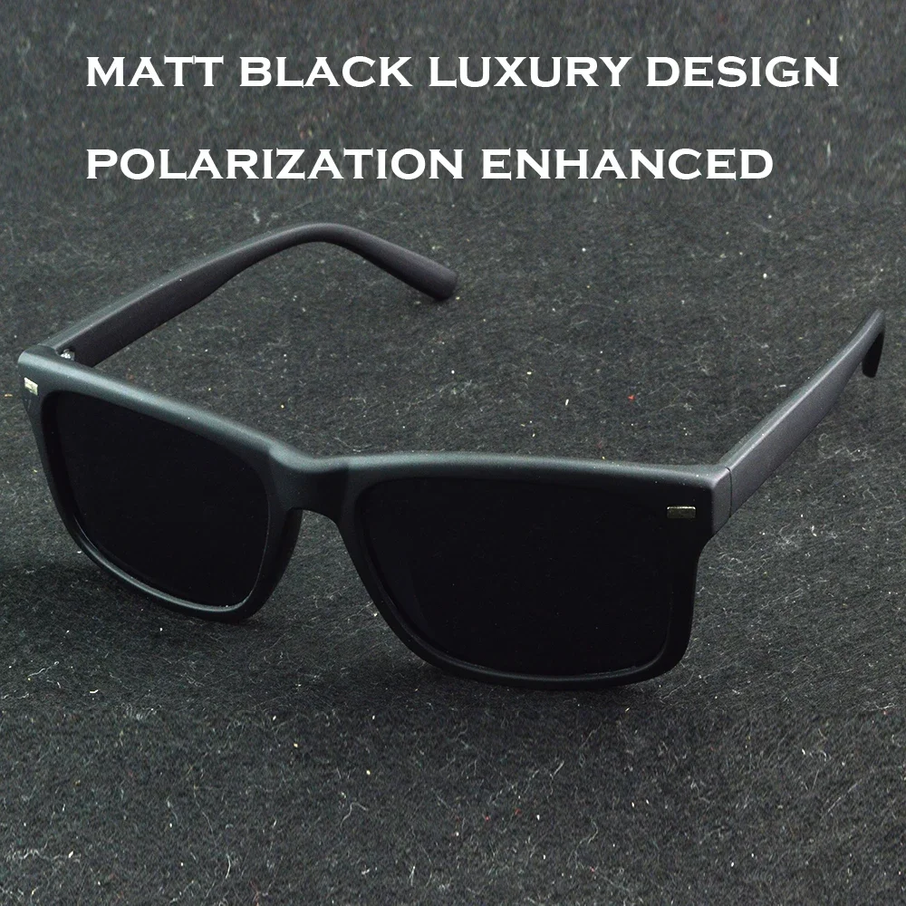 

Polarized Square Sunglasses Men Matt Black Frame Thin Temples Enhanced Lens Luxury Design Fashion Unisex Eyewear Glasses Women