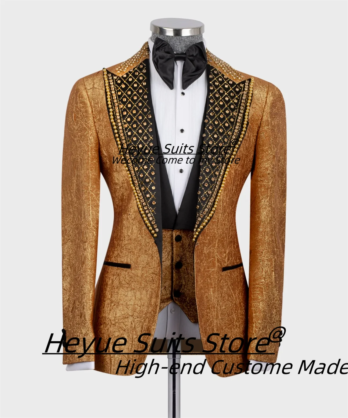 

Великолепные жаккардовые элегантные мужские костюмы по индивидуальному заказу, приталенные свадебные смокинги с пиковыми лацканами и бриллиантами для жениха, комплекты из 3 предметов, мужские пиджаки для выпускного вечера
