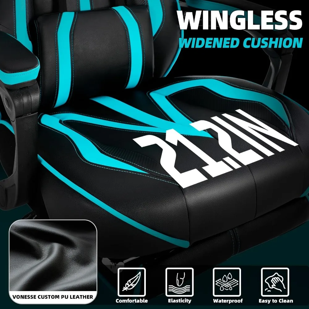 Ergonomic Gaming Chairs with Footrest, Massage, and Lumbar Support for Adults view 5
