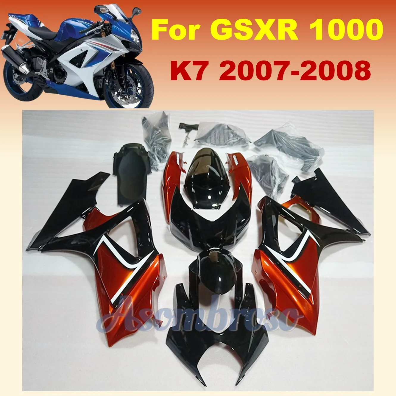 Upmarket fairing kit fit for GSXR1000 2008 2007 GSX-R1000  K7 07 08  Injection ABS Plastics Bodywork Set