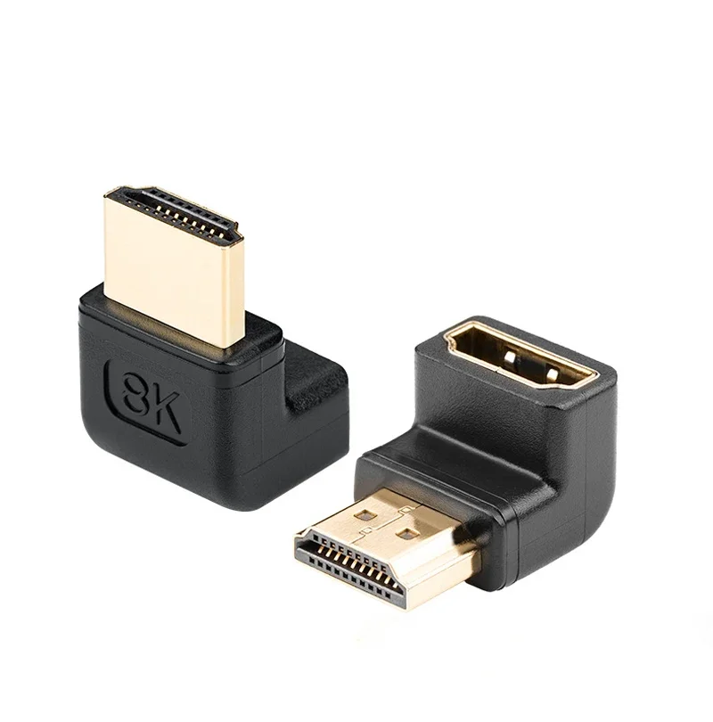 Adaptador de HDTV chapado en oro de alta calidad, convertidor de 90 grados, 270 grados, 8K, 60Hz, 4K, 120Hz, adaptador macho a hembra