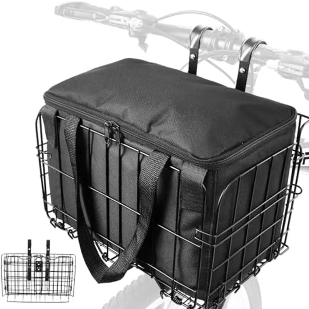 Mountain Bike Folding Hanging Basket Bicycle Basket Basket Front And Rear Trailer Basket With Removable Liner Bag Cycling Parts