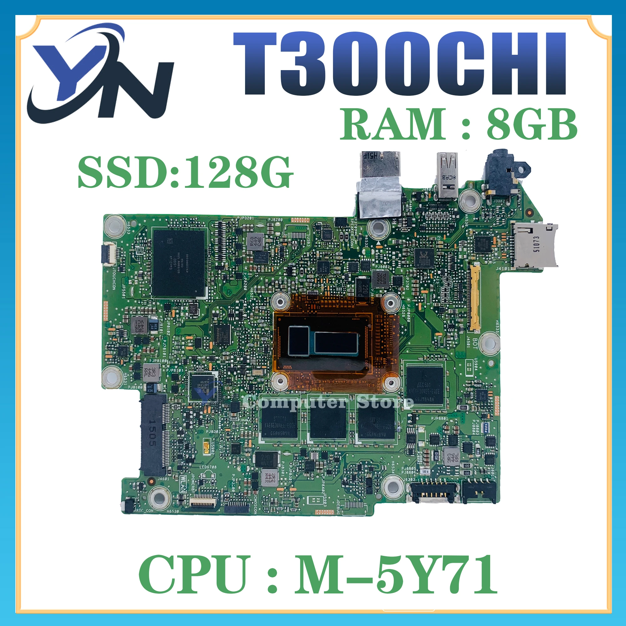 T300C Mainboard For ASUS Transformer Book T300 Chi T300CHI Laptop Motherboard M-5Y71 8GB/RAM Notebook MAIN BOARD SSD-128G