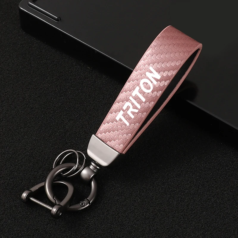 Car Carbon Fiber Leather Rope Keychain Key Ring for Mitsubishi TRITON Car Accessories