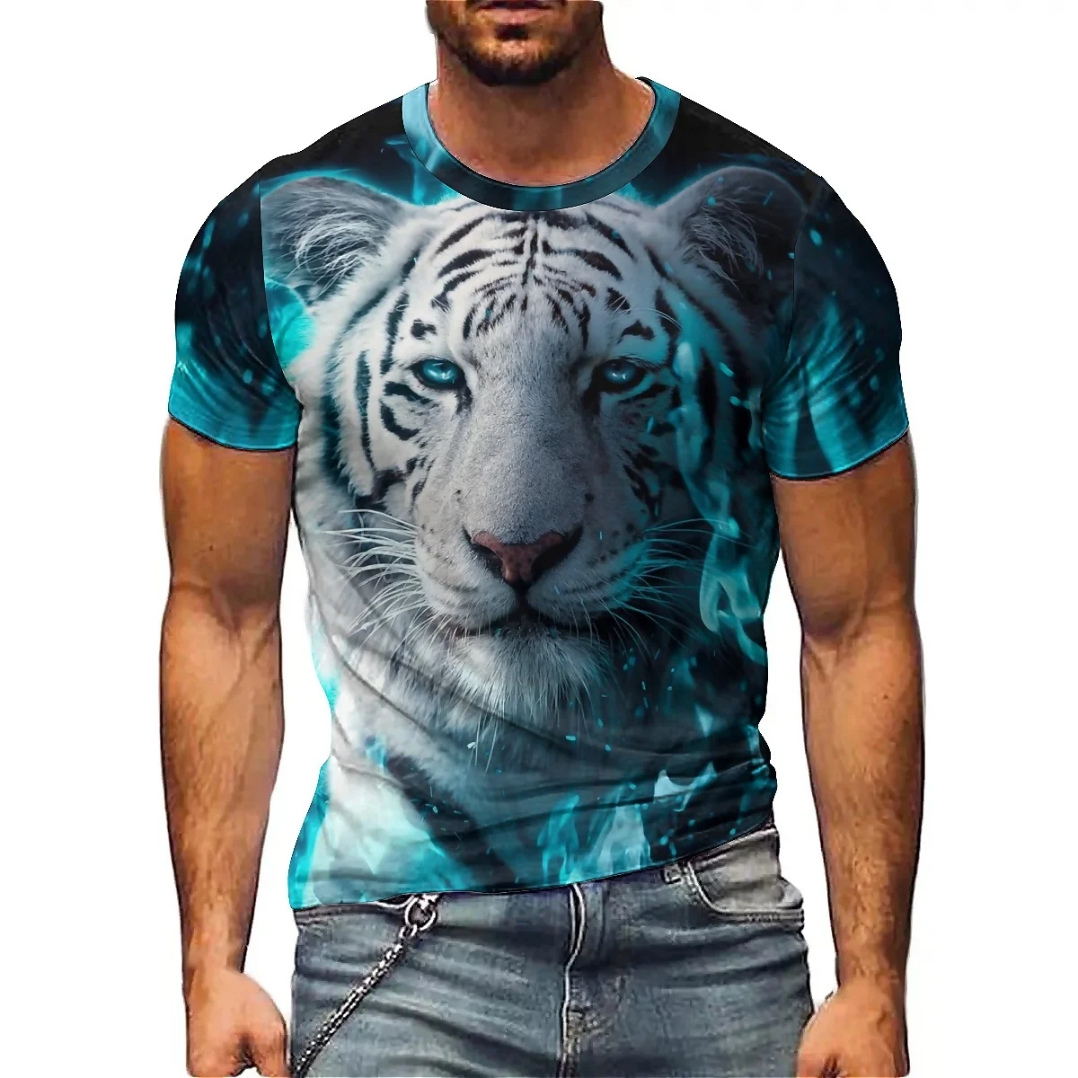 Summer outdoor activities, mechanical punk men's 3D printed short-sleeved T-shirts, soft and comfortable fabric, high-quality,