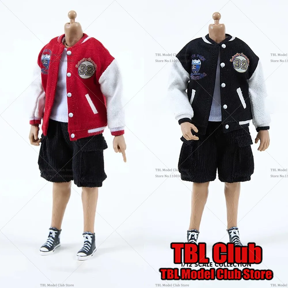 1/12 Classic Coat Baseball Uniform Top Trendy Jacket Coat Casual Mid Length Corduroy Shorts For 6 Inch Male Soldier Figure