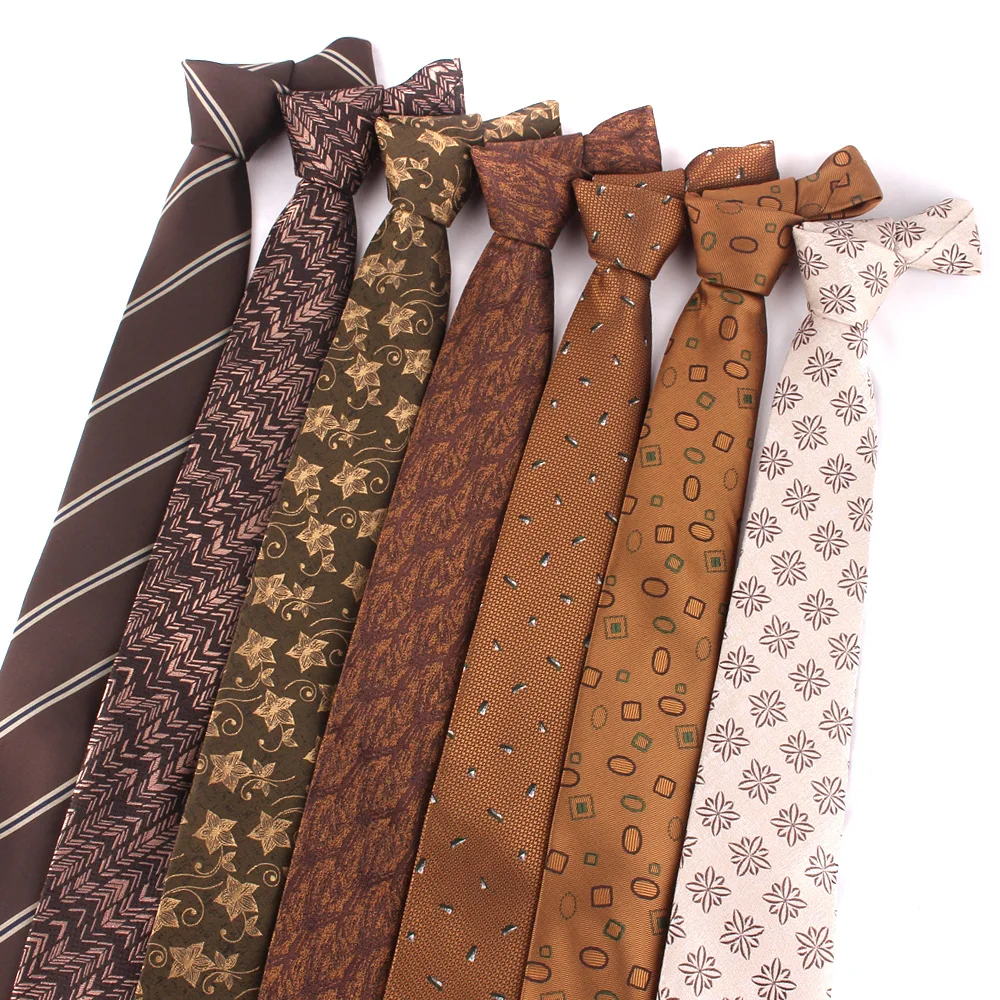 New Floral Ties  For Men Women Brown Color Necktie For Groomsmen Suits Groom Tie For Wedding Winter Men's Neckties For Gifts