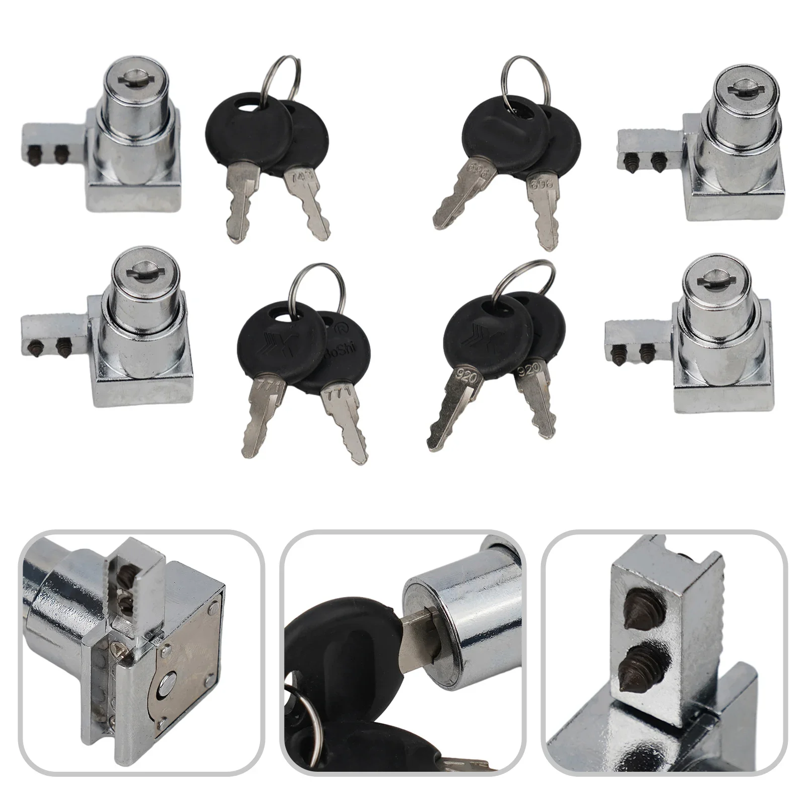 1/4x Door Lock Showcase Sliding Glass Door Lock Set W / Key For Display Cabinet Terrarium Security Lock Door Hardware