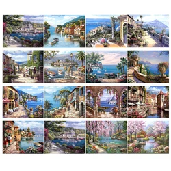 RUOPOTY Sea scenery DIY oil Painting By Numbers Kit acrylic paint by numbers art work diy Paintings art on canvas