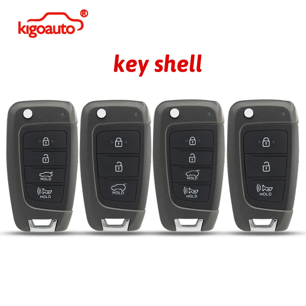 

kigoauto Remote Key Case Shell 3/4 Button for Hyundai Sonata Santa Fe Kona Veloster Accent Palisade 2018-2022 Smart Key Fob Case