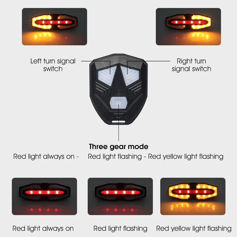 WEST BIKING-luz intermitente inalámbrica para bicicleta, Control remoto, intermitente, luz trasera, recargable tipo C