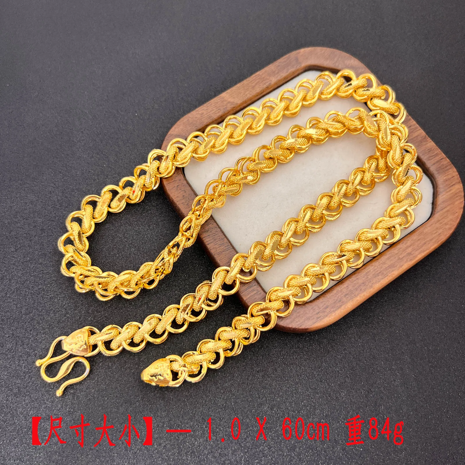 Luxury 24K 9999 Pure Gold real gold Buckle Thai Necklace Nail Sand Men's Necklace
