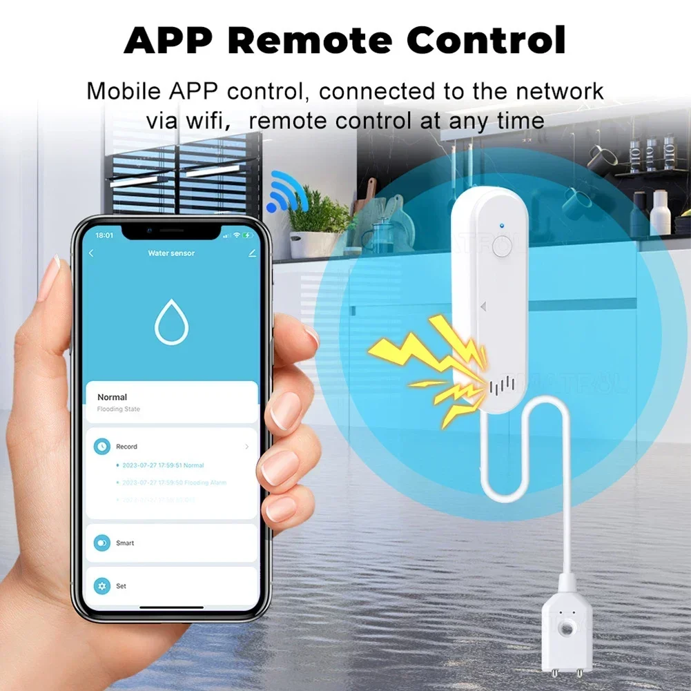 For Tuya Bluetooth-compatible WiFi Water Detector Sound And Notification System For Home Improvement Tool Accessory