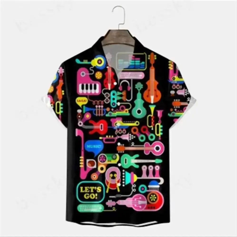 

Men's 3D Digital Print Button Lapel Short Sleeve Shirt Casual Fashion Top
