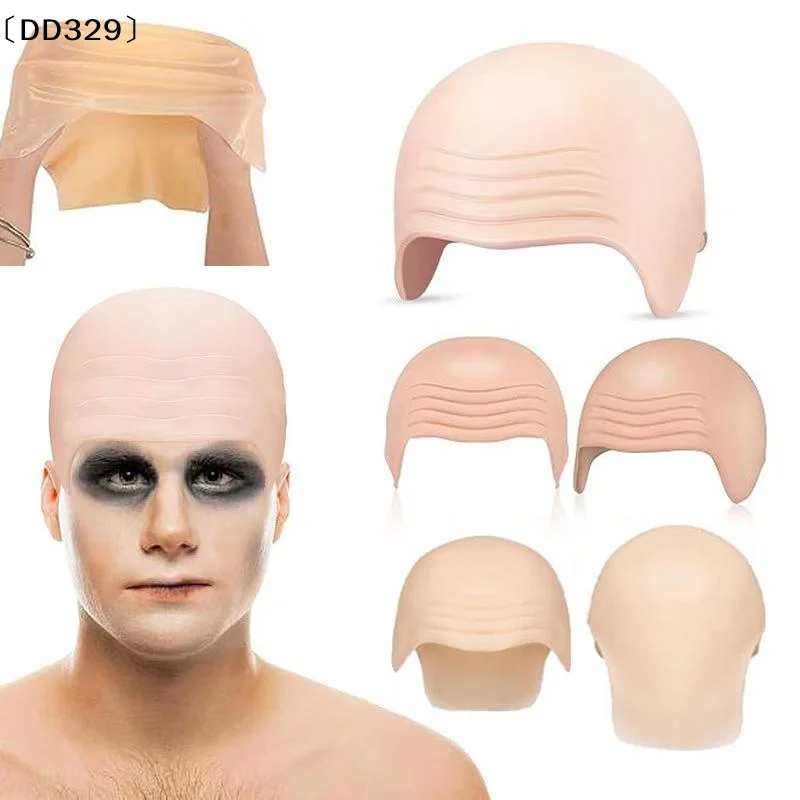 Latex Bald Caps Latex Makeup Bald Cosplay Hat Accessories Simulation Design Thick Material Halloween Skull Wig Cap〔DD329〕