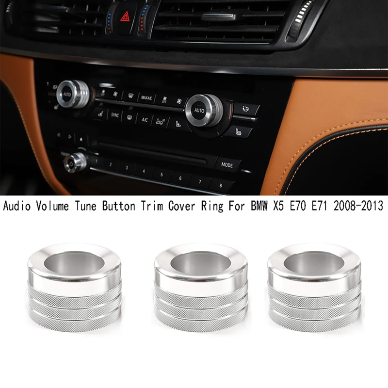 Air Conditioner Knob Audio Volume Tune Button Trim Cover Ring For BMW X5 E70 E71 2008-2013