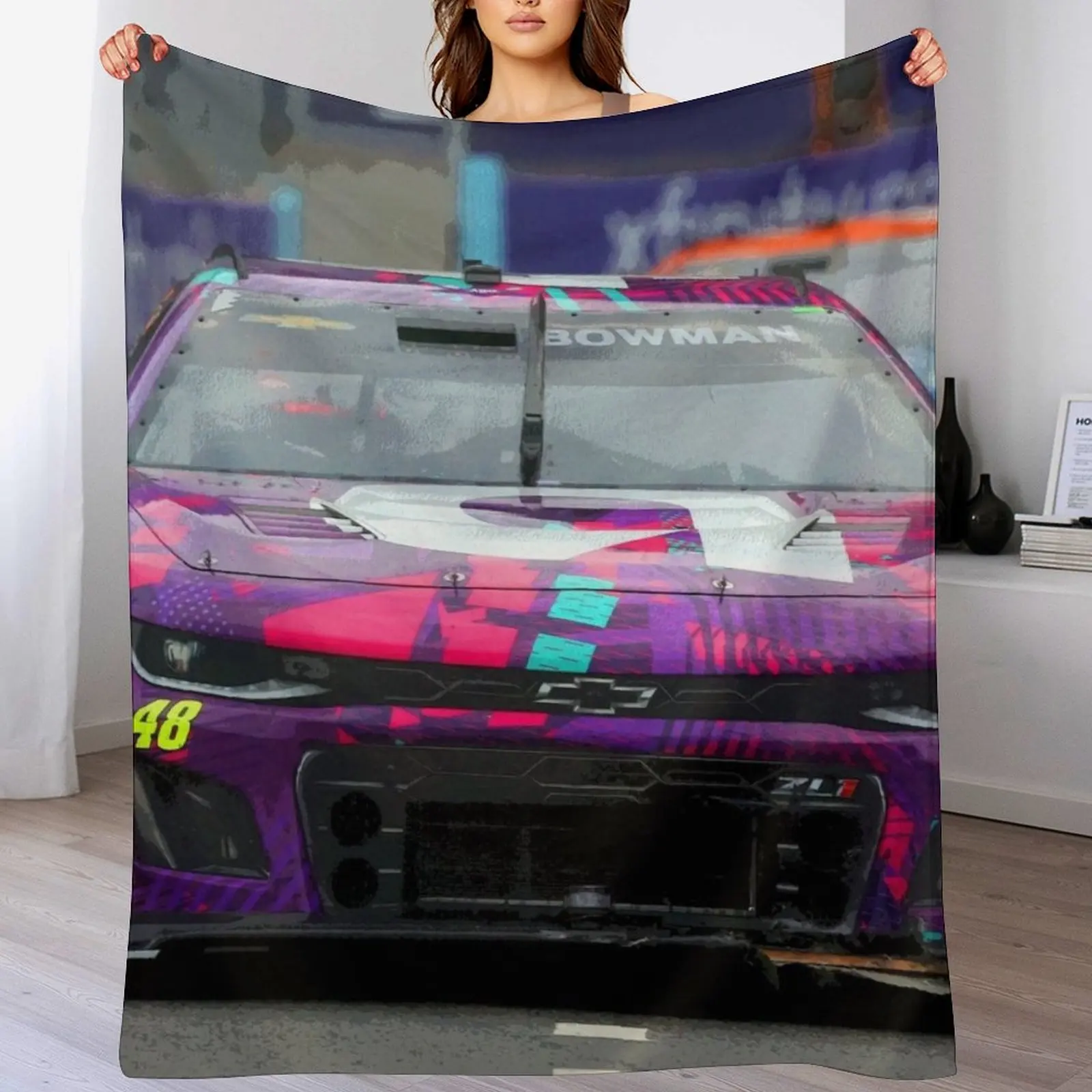 

Alex Bowman racing on the Chicago street course 2024 abstract Throw Blanket Retros Shaggy Luxury St Heavy Blankets