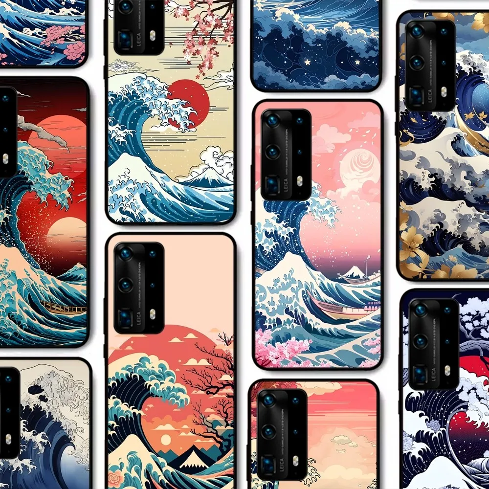 Creative Ukiyo-e painting waves Phone Case For Huawei P 8 9 10 20 30 40 50 Pro Lite Psmart Honor 10 lite 70 Mate 20lite