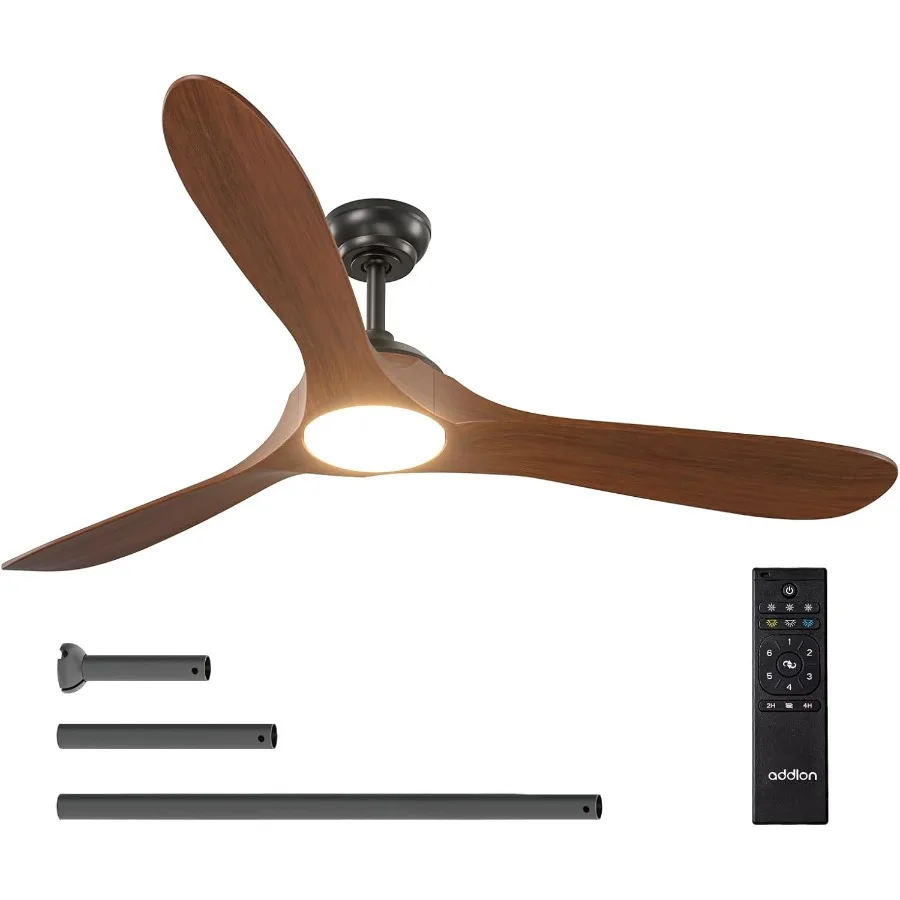 Ceiling Fans with Lights 60 Inch Indoor Outdoor Ceiling Fan with Remote Control Reversible 3 Wood Blades 6 Speeds 3CCT Dimmable
