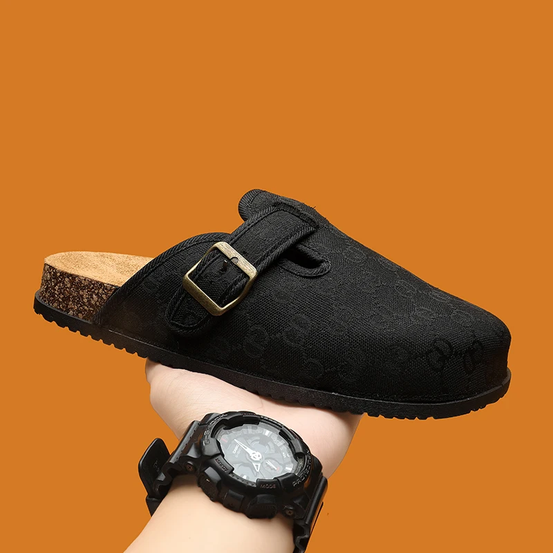 

Сабо-тапочки с закрытым носком для пар, с пробковой стелькой, плоские, нескользящие, износостойкие, легко надеваемые, для повседневной носки на улице, для мужчин и женщин