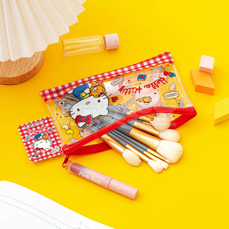 

Sanrio Hello Kitty Cosmetic Bag Cinnamoroll Kuromi Stationery Pencil Case Zipper Coin Purse Wallet Card Bag
