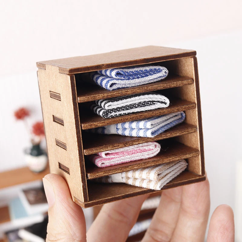 Mueble de tela en miniatura para casa de muñecas 1:12, gabinete de almacenamiento, decoración para el hogar, accesorios para casa de muñecas