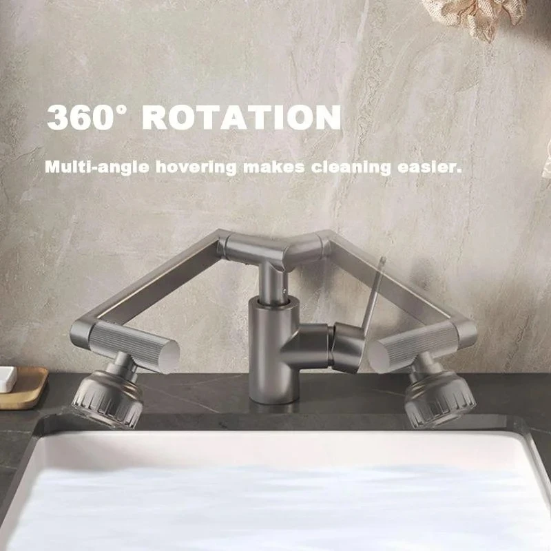 

360° Rotation Wall Mounted Kitchen Sink Faucet Stainless Steel 2 Water Outlet Modes
