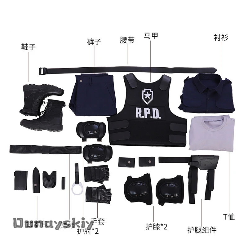 aBNNS*Cosplay R E 2 Leon Costume Games Halloween Costumes Leon Scott Kennedy Costume Vest Coat Tops Pant Adults Disguise Outfit view 5
