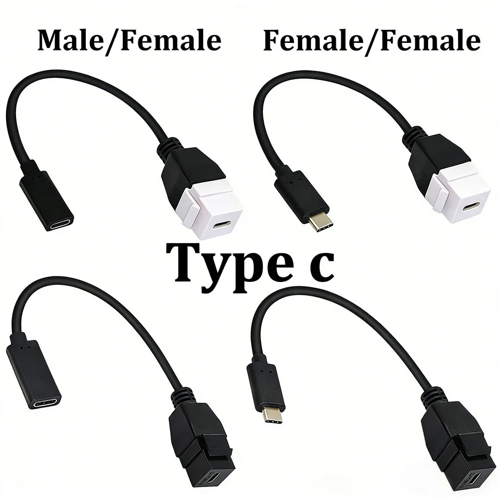 

Высокоскоростной USB 3.1 Type-C кабель-адаптер Keystone (штекер/гнездо) для настенных розеток и удлинителей