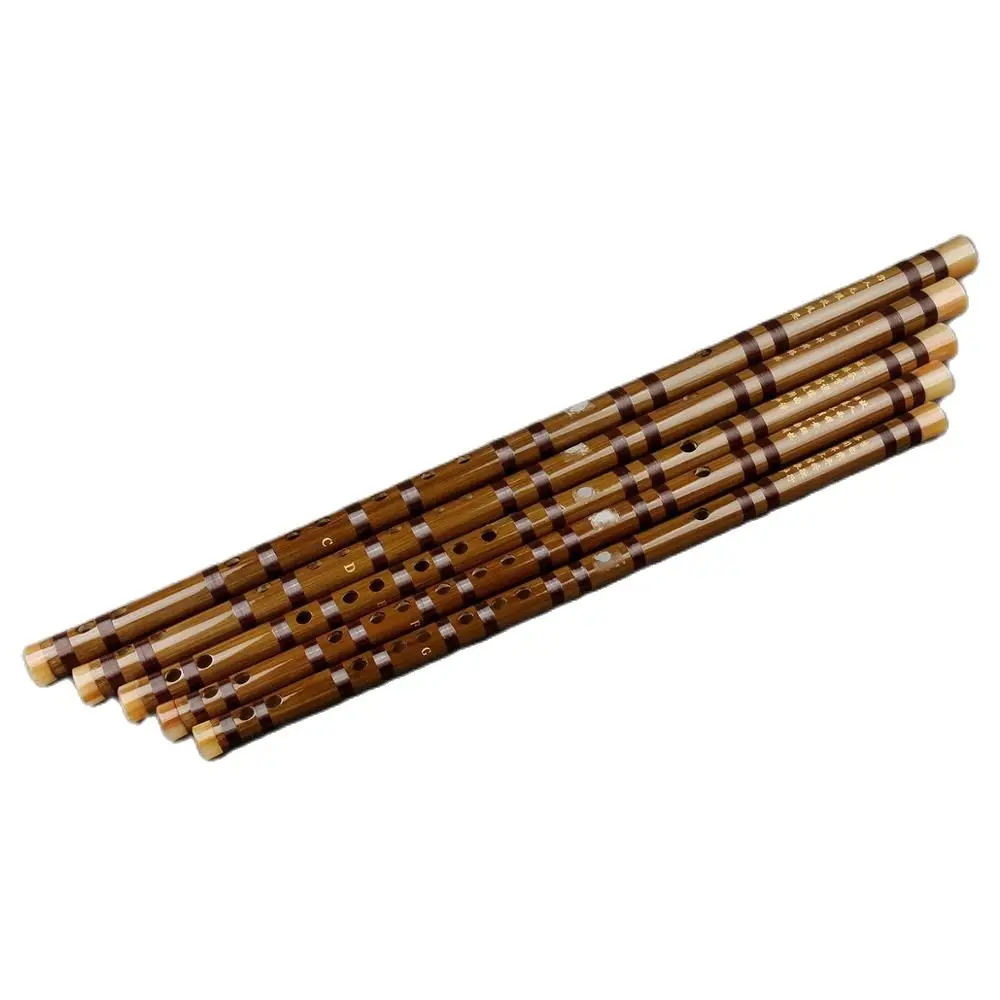 Handmade Bamboo Flute, CDEFG Key, Brown, WoodwindDizi with Line, Suitable for Beginners